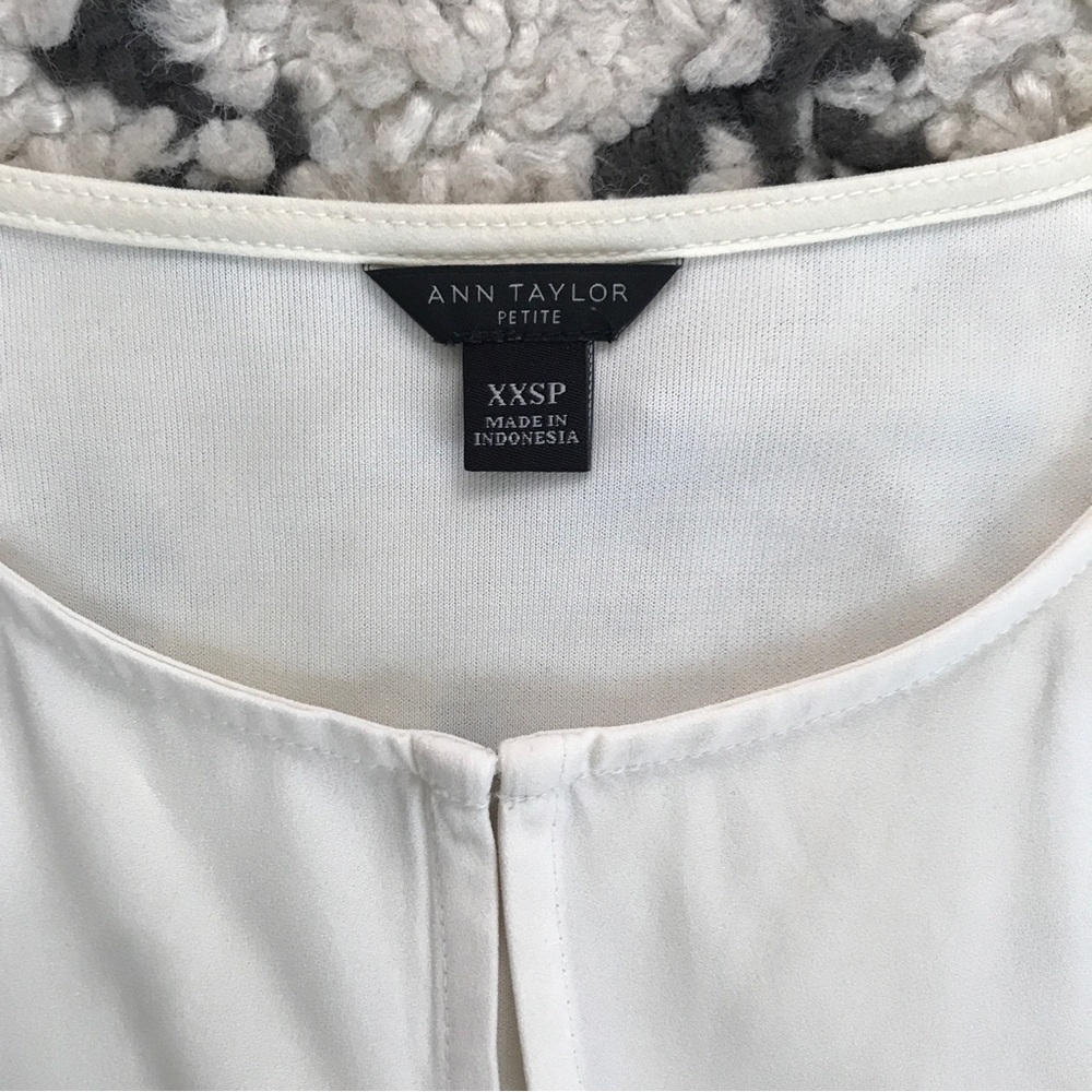 Ann Taylor Split Neck White Shell - image 2